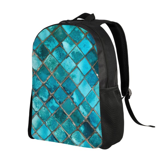 Ratiio Square Glass Mosaic Print Backpack with Padded 15-inch Laptop Sleeve- Spacious and Durable Daypack for Work and Travel