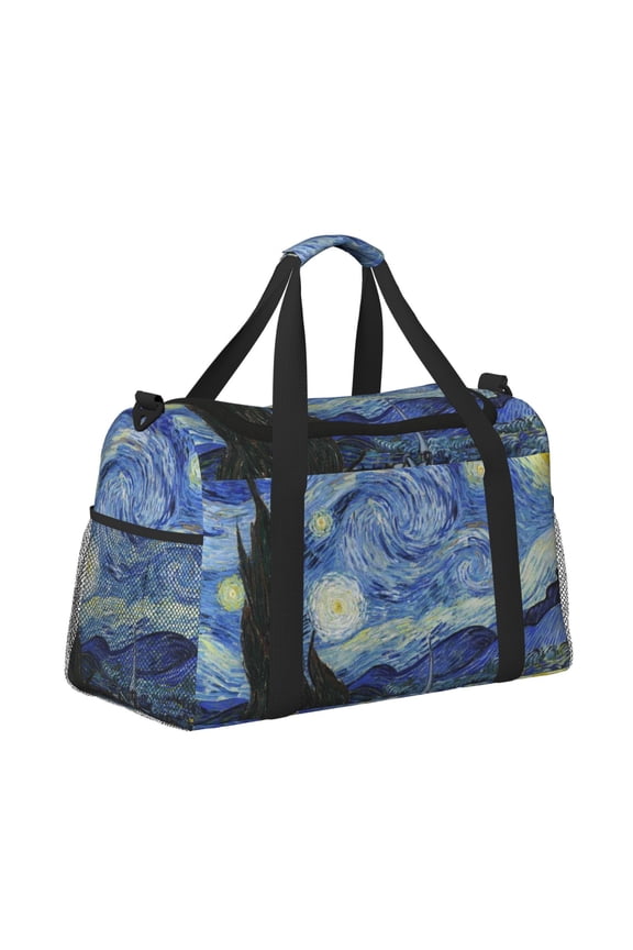 The Starry Night Pattern Hand Travel Bag, Weekender Carry On for Women Men, Sports Gym Bag, Workout Duffel Bag, Overnight Shoulder Bag fit 15.6 Inch Laptop