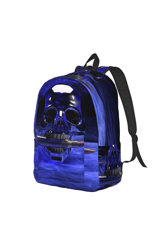 Steel Skull Print Canvas Backpack for Women & Men Retro Aesthetic Rucksack Basic Backpack for High School/College Students Travel Laptop Bag