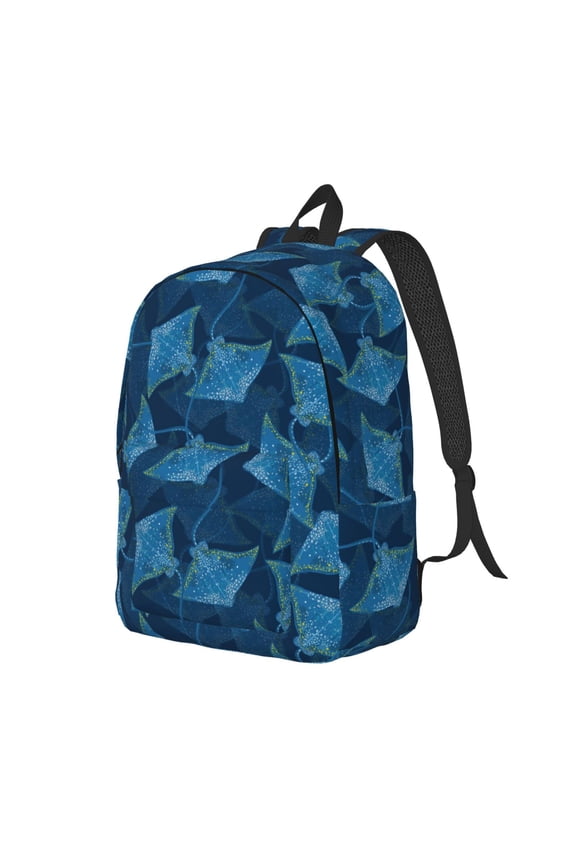 Stingray Print Canvas Backpack for Women & Men Retro Aesthetic Rucksack Basic Backpack for High School/College Students Travel Laptop Bag