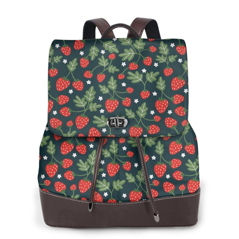 Ratiio Strawberry Pattern Womens Backpack Purse Leather  display picture 3