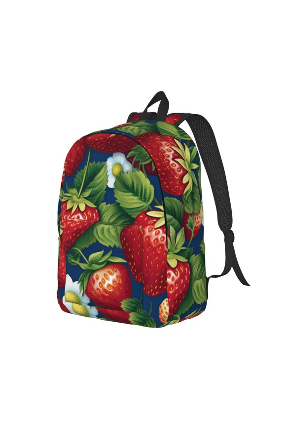 Strawberry2 Print Canvas Backpack for Women & Men Retro Aesthetic Rucksack Basic Backpack for High School/College Students Travel Laptop Bag