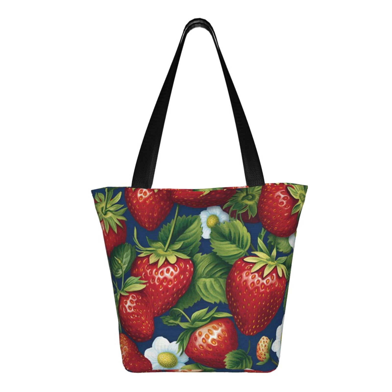 Ratiio Strawberry2 Print Shoulder Bag for Women, Polyester Crossbody Purse Lightweight Handbag for Daily Travel and Casual Use