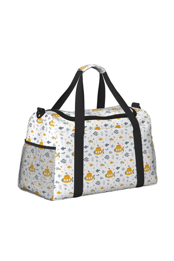 Submarine Ship Pattern Hand Travel Bag, Weekender Carry On for Women Men, Sports Gym Bag, Workout Duffel Bag, Overnight Shoulder Bag fit 15.6 Inch Laptop
