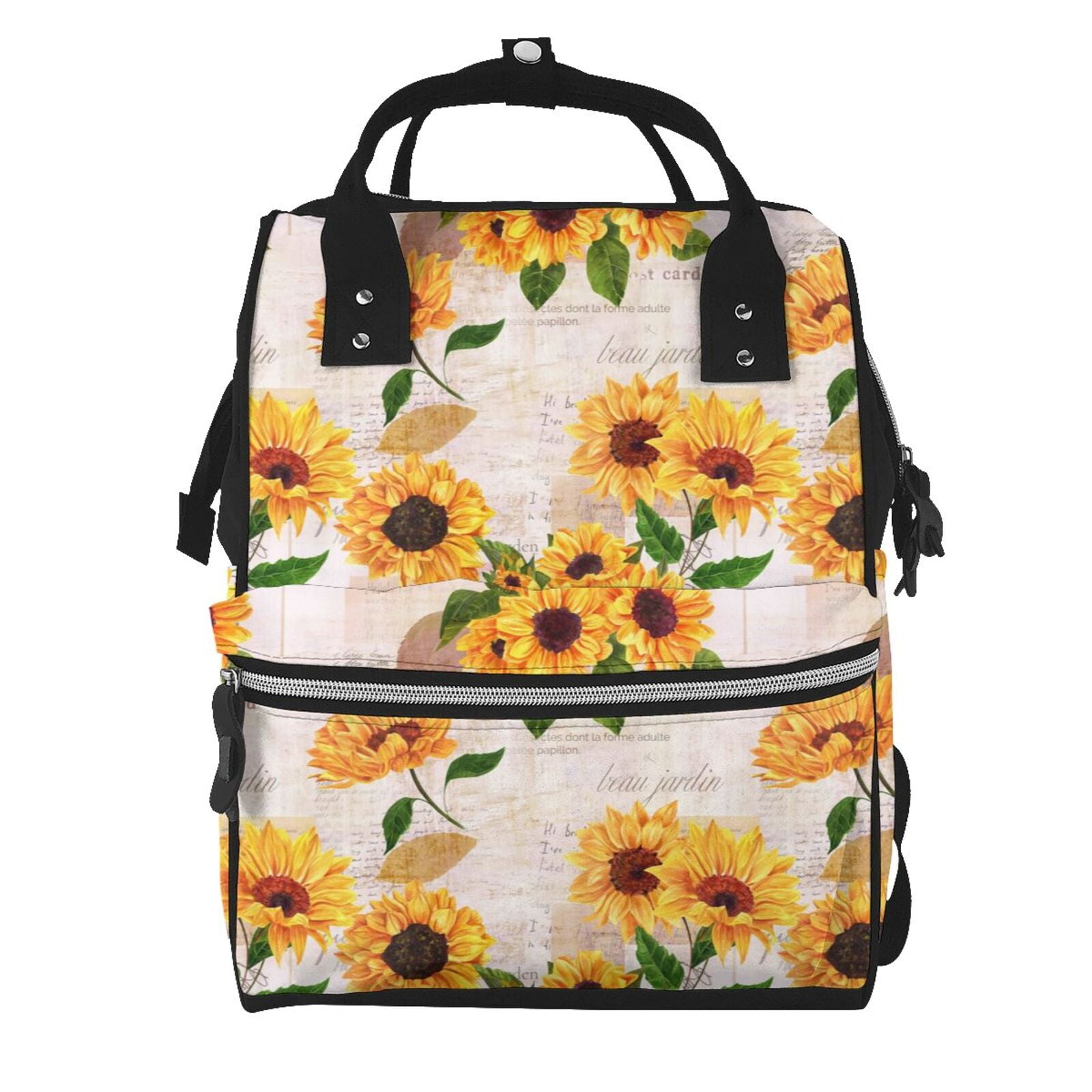 Ratiio Sunflower 5 Mummy Backpack - Waterproof Twill Canvas, Large Capacity Diaper Bag with Multiple Pockets and Adjustable Straps