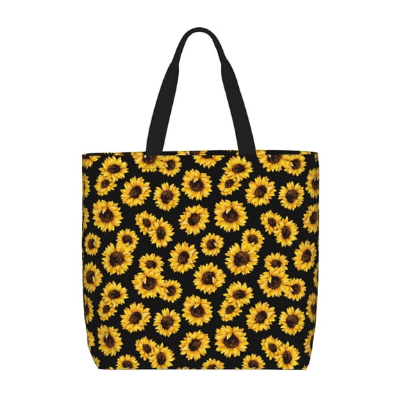 Ratiio Sunflower 6 Print Reusable Grocery Bag Shopping Bags with Zipper Shoulder Shopping Handle Bag Suitable for Outdoor Convenient Daily Bag