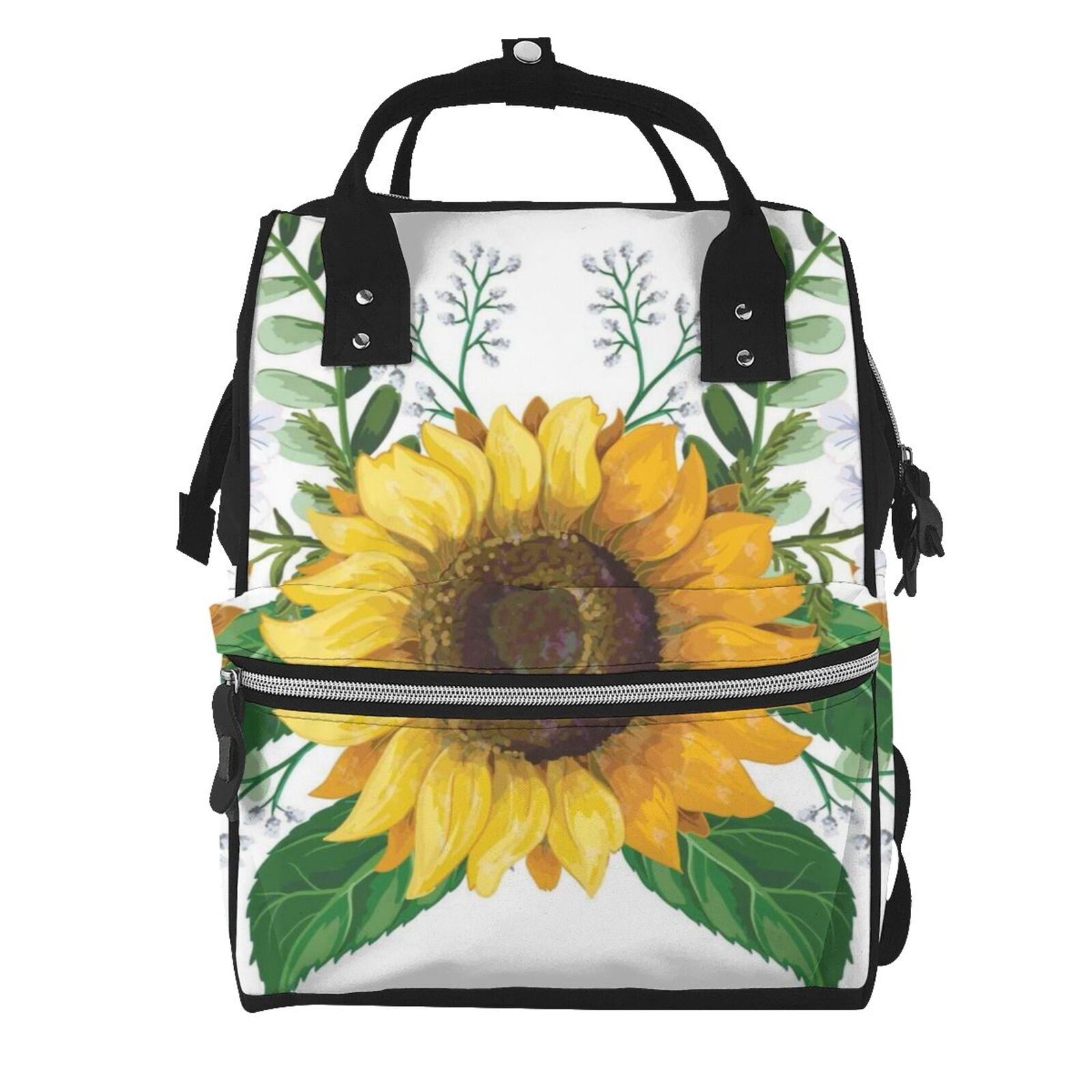 Ratiio Sunflowers (2) Mummy Backpack - Waterproof Twill Canvas, Large Capacity Diaper Bag with Multiple Pockets and Adjustable Straps