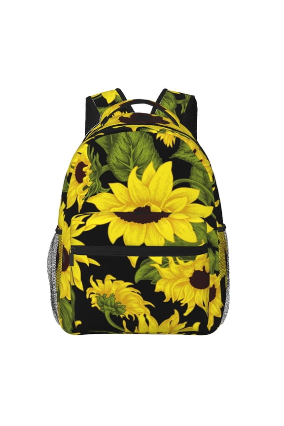 Sunflowers In Vintage Print Eco-Friendly Casual Backpack, Water-Resistant Polyester Canvas Daypack with Smooth Zippers, Comfortable & Durable Travel Bag with Laptop Compartment