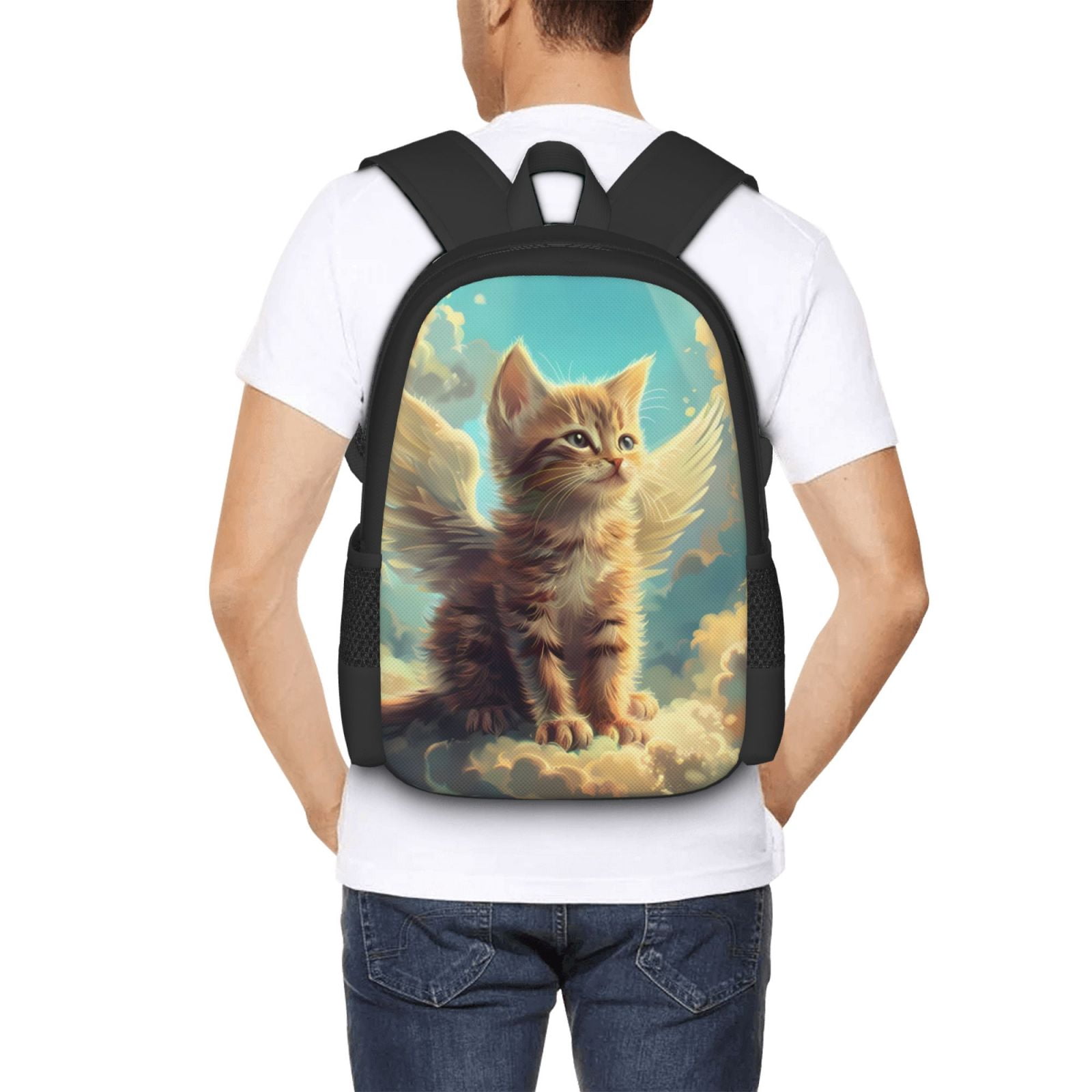 Ratiio Sunshine Cloud Cute Cat Backpack for Men and Women - Durable 600D Oxford Cloth -Large Capacity, Water-Resistant School, Travel, and Hiking Bag