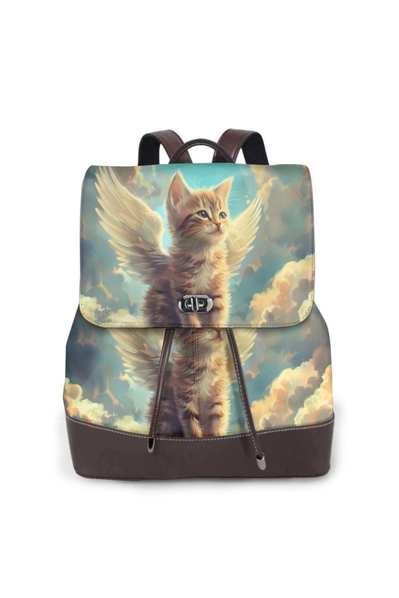 Sunshine Cloud Cute Cat Pattern Womens Backpack Purse Leather Backpack Purse for Women Travel Fashion Backpack Designer Ladies Shoulder Bags
