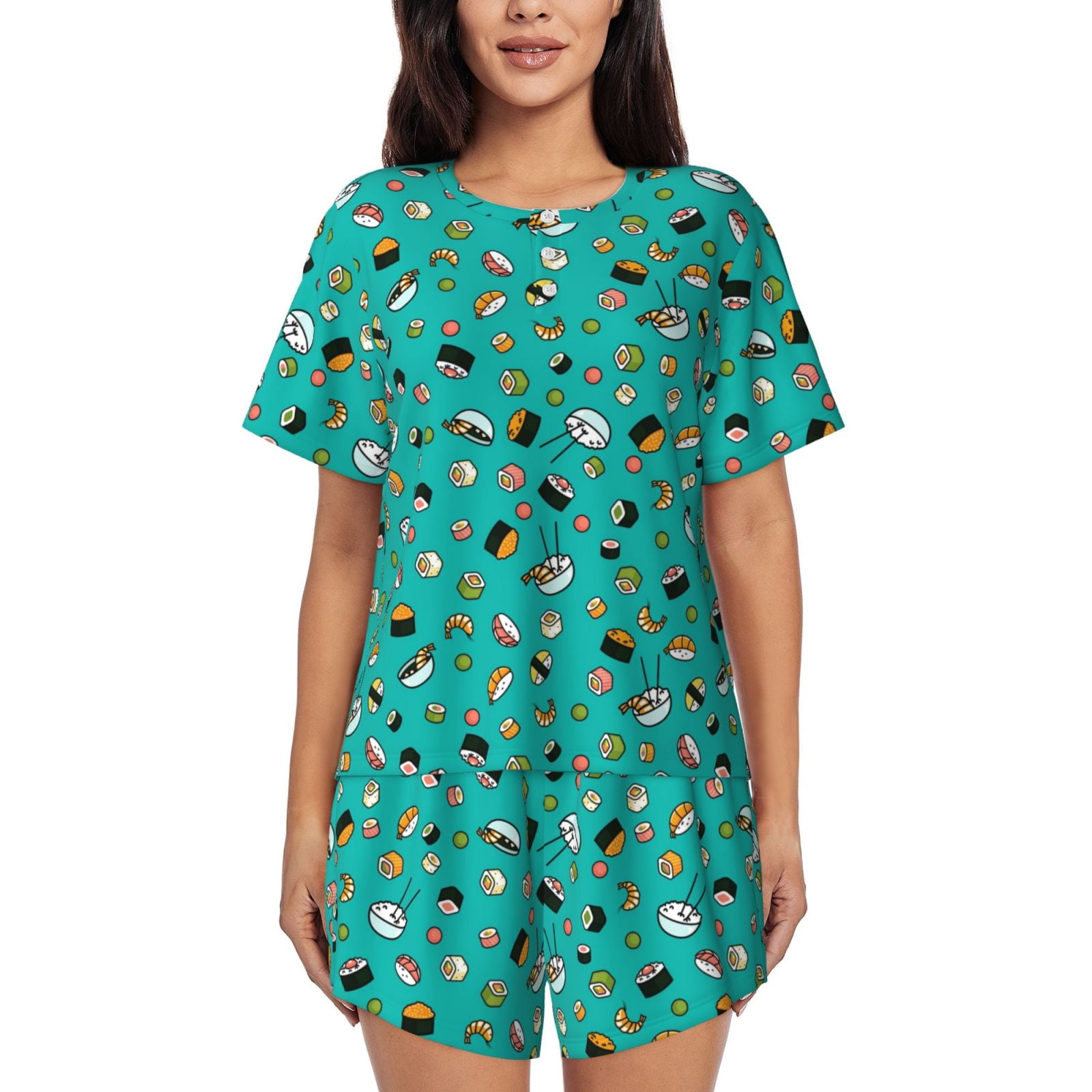 Anjue Women's Pajama Set - 2 Piece Short Sleeve Pjs, Soft Bamboo Viscose Sleepwear With Pockets (Army Green, Size S) - View #8