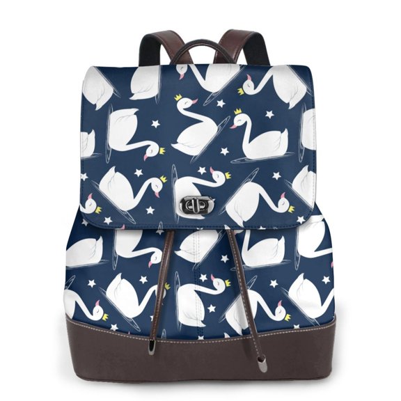 Ratiio Swan Pattern Womens Backpack Purse Leather Backpack Purse for Women Travel Fashion Backpack Designer Ladies Shoulder Bags