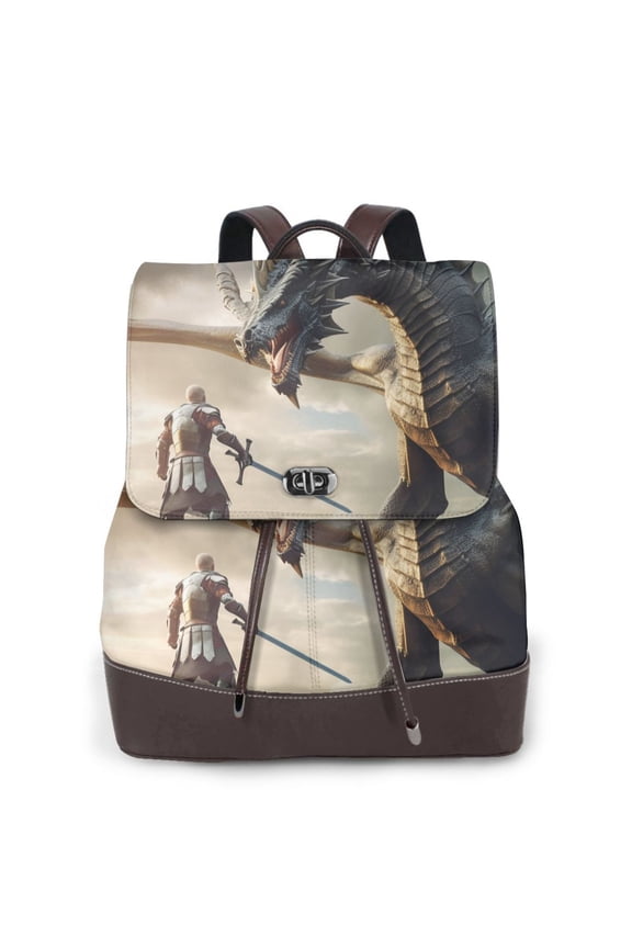 Swordsman Cool Dragon Pattern Womens Backpack Purse Leather Backpack Purse for Women Travel Fashion Backpack Designer Ladies Shoulder Bags