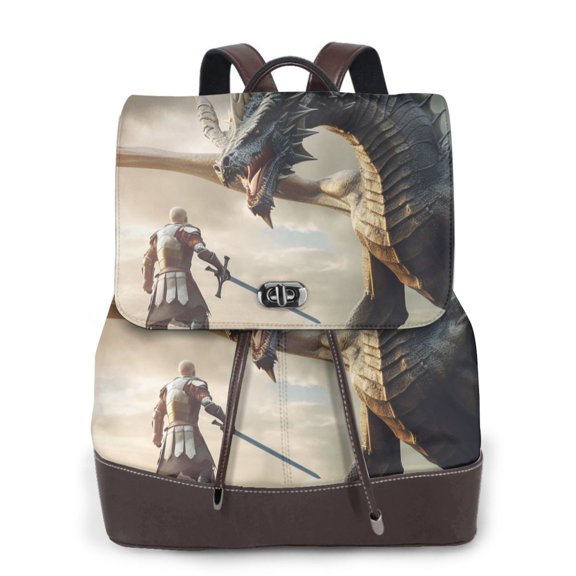 Ratiio Swordsman Cool Dragon Pattern Womens Backpack Purse Leather Backpack Purse for Women Travel Fashion Backpack Designer Ladies Shoulder Bags
