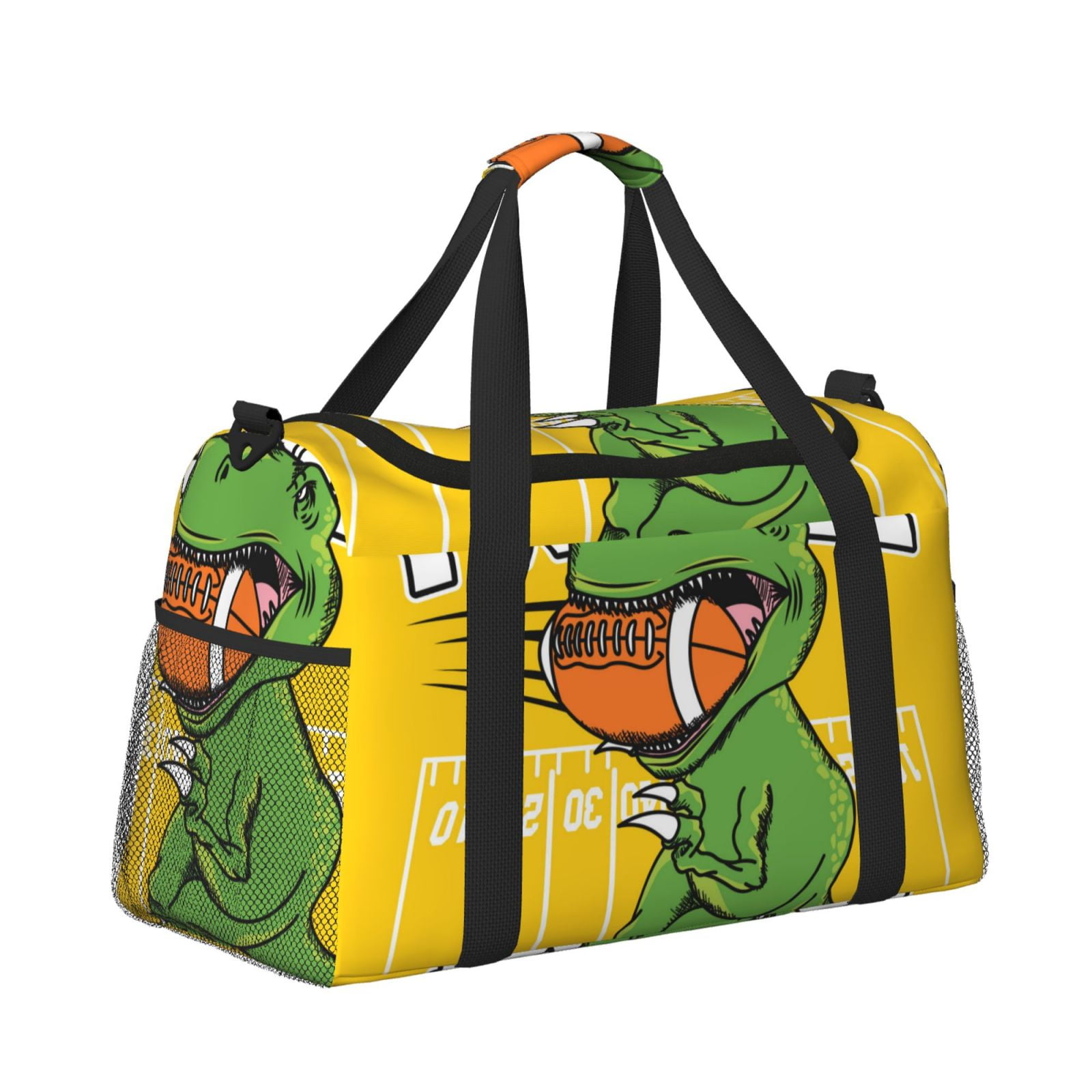 Ratiio T-Rex Playing Football Pattern Hand Travel Bag, Weekender Carry ...
