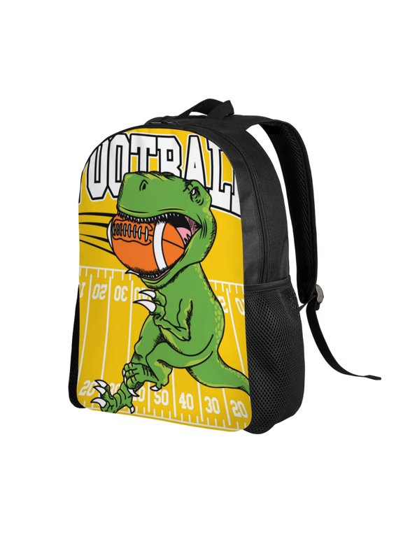 T-Rex Playing Football Print Backpack with Padded 15-inch Laptop Sleeve- Spacious and Durable Daypack for Work and Travel