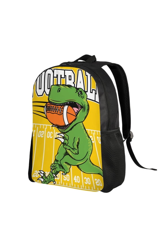 T-Rex Playing Football Print Backpack with Padded 15-inch Laptop Sleeve- Spacious and Durable Daypack for Work and Travel