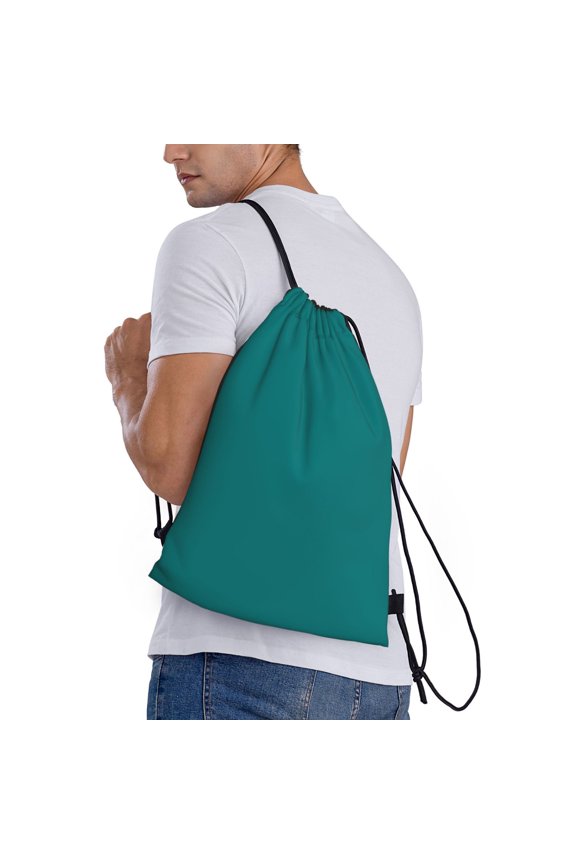 Teal Print Drawstring Backpack Bag Sport Gym Sackpack Heavy Duty String Backpack for Men Women