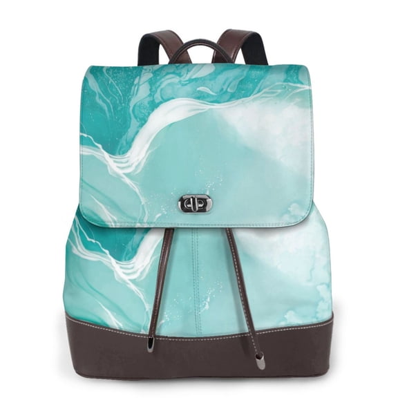 Ratiio Teal Turquoise 1 Pattern Womens Backpack Purse Leather Backpack Purse for Women Travel Fashion Backpack Designer Ladies Shoulder Bags