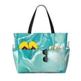 thumbnail image 1 of Ratiio Teal Turquoise 1 Print Large Capacity Beach Travel Bag, Polyester Waterproof Tote Bag with Zipper for Vacation and Daily Use, 1 of 6