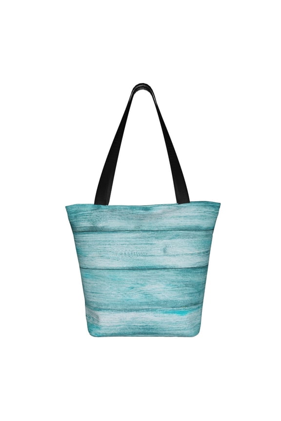 Teal Turquoise Wood Print Shoulder Bag for Women, Polyester Crossbody Purse Lightweight Handbag for Daily Travel and Casual Use