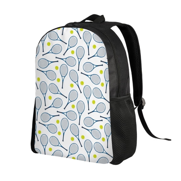Ratiio Tennis Rackets And Balls Print Backpack with Padded 15-inch Laptop Sleeve- Spacious and Durable Daypack for Work and Travel