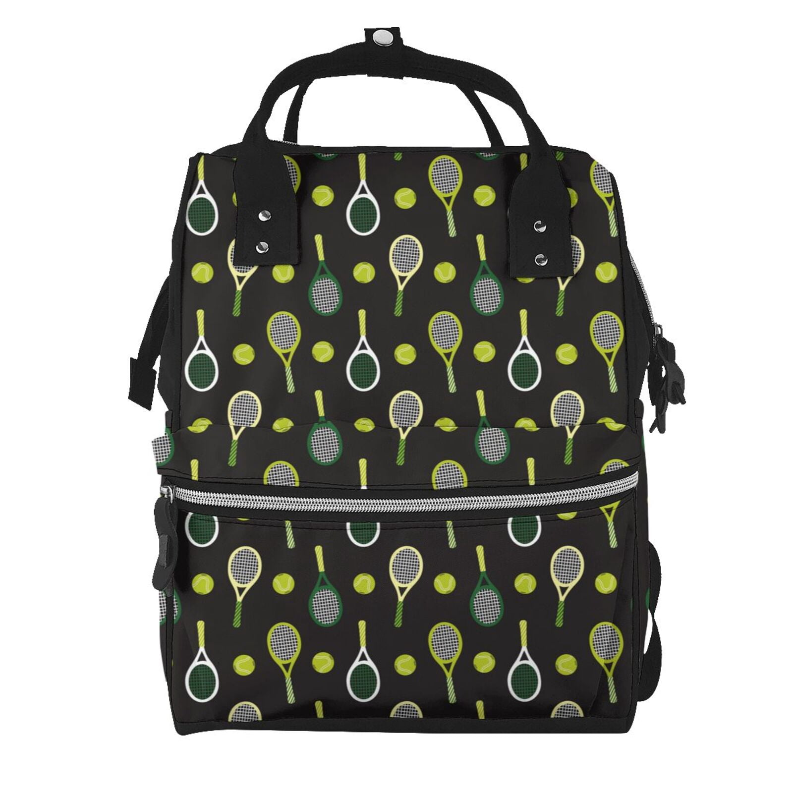 Ratiio Tennis Rackets Mummy Backpack - Waterproof Twill Canvas, Large Capacity Diaper Bag with Multiple Pockets and Adjustable Straps