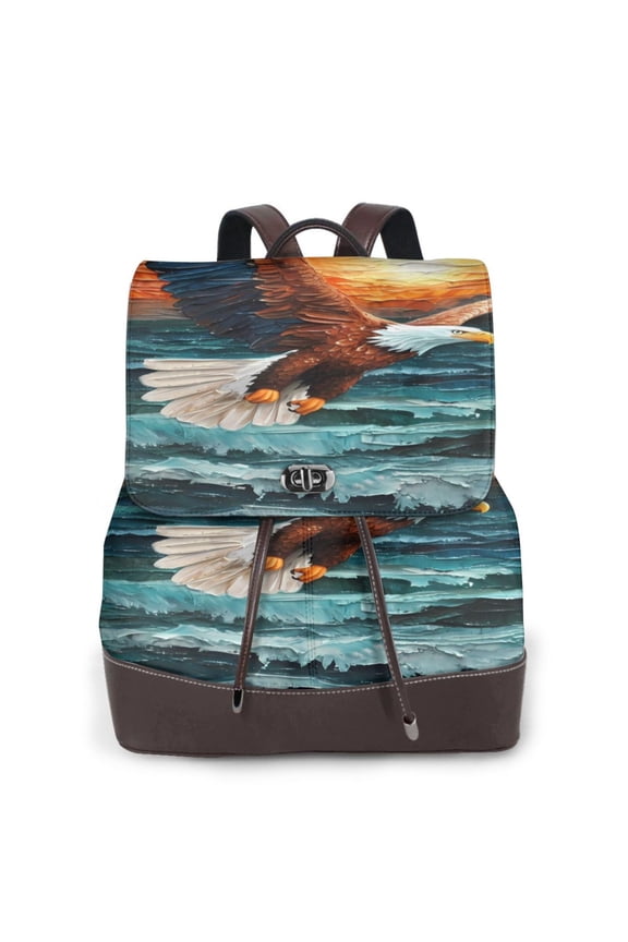 Textured Bald Eagle Pattern Womens Backpack Purse Leather Backpack Purse for Women Travel Fashion Backpack Designer Ladies Shoulder Bags