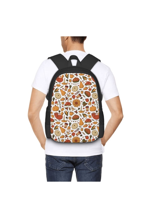 Thanksgiving Food Backpack for Men and Women - Durable 600D Oxford Cloth -Large Capacity, Water-Resistant School, Travel, and Hiking Bag