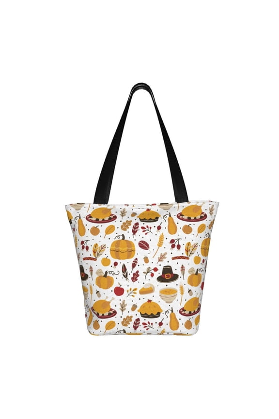 Thanksgiving Print Shoulder Bag for Women, Polyester Crossbody Purse Lightweight Handbag for Daily Travel and Casual Use