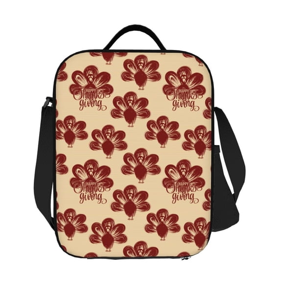 Ratiio Thanksgiving Sketch Turkey Print Lunch Box - Reusable Lunch Bag Men Adult Women- Insulated LunchBox