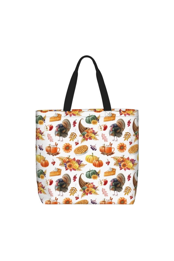 Thanksgiving Turkeys 1 Print Reusable Grocery Bag Shopping Bags with Zipper Shoulder Shopping Handle Bag Suitable for Outdoor Convenient Daily Bag