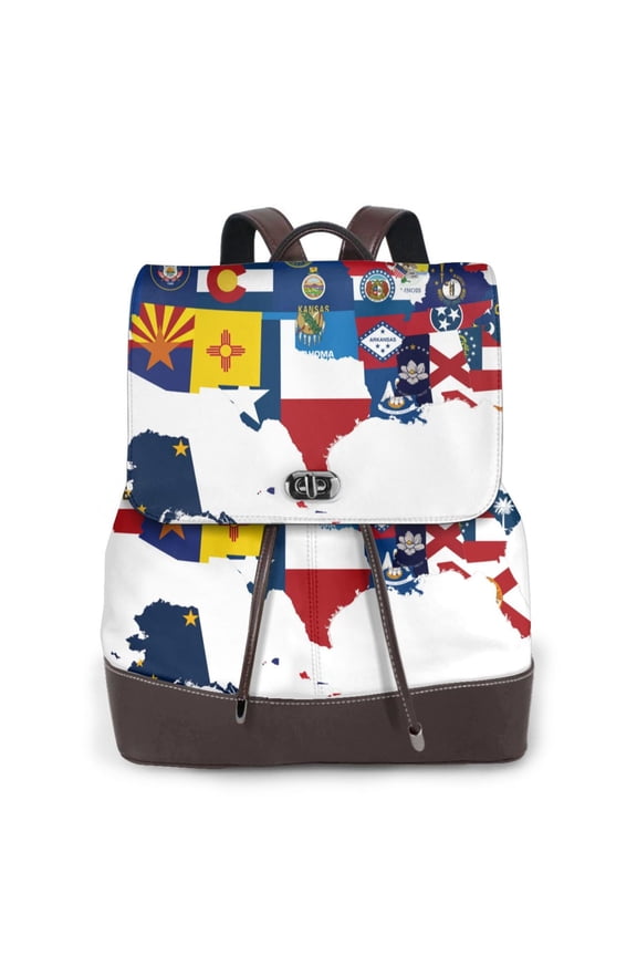 The Map Of United States Pattern Womens Backpack Purse Leather Backpack Purse for Women Travel Fashion Backpack Designer Ladies Shoulder Bags