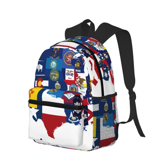 Ratiio The Map Of United States Print Casual Backpack for Men and Women, Water Resistant Oxford Fabric School Bag Lightweight Travel Daypack