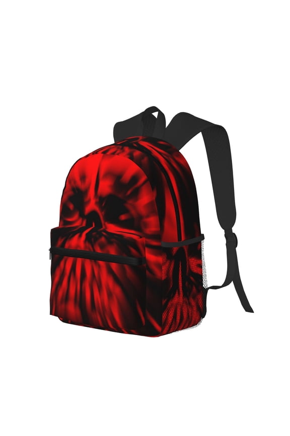 The Red Head Skull Print Casual Backpack for Men and Women, Water Resistant Oxford Fabric School Bag Lightweight Travel Daypack