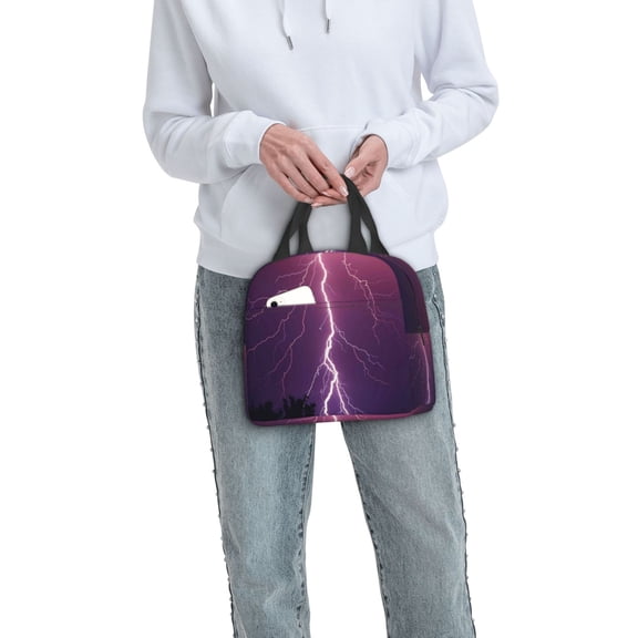 Ratiio Thunderstorm Violet Purple Print Lunch Bag Lunch Box Insulated Lunch Bag Adult Lunch Box for Men and Women
