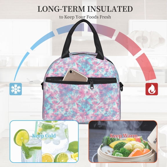 Ratiio Tie Dye Pattern Lunch Bag ,Insulated Lunch Box, Small Leakproof Cooler Food Lunch Containers Reusable High Capacity Lunch Tote Bags