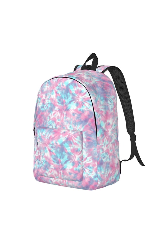 Tie Dye Print Canvas Backpack for Women & Men Retro Aesthetic Rucksack Basic Backpack for High School/College Students Travel Laptop Bag