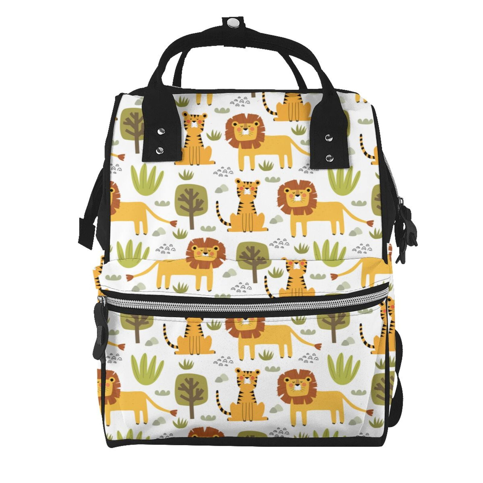 Ratiio Tiger Lion Mummy Backpack - Waterproof Twill Canvas, Large Capacity Diaper Bag with Multiple Pockets and Adjustable Straps