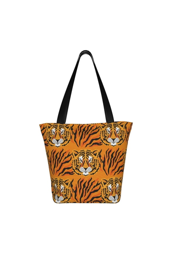 Tiger Print Shoulder Bag for Women, Polyester Crossbody Purse Lightweight Handbag for Daily Travel and Casual Use