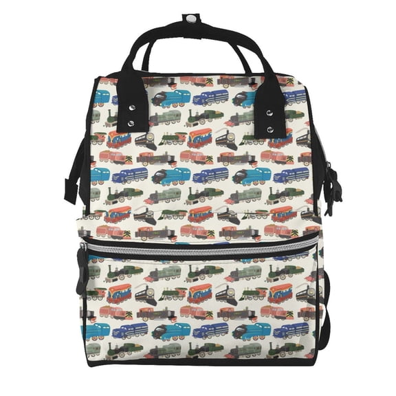 Ratiio Train Mummy Backpack - Waterproof Twill Canvas, Large Capacity Diaper Bag with Multiple Pockets and Adjustable Straps