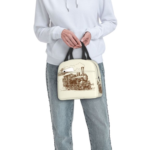 Ratiio Train Print Lunch Bag Lunch Box Insulated Lunch Bag Adult Lunch Box for Men and Women