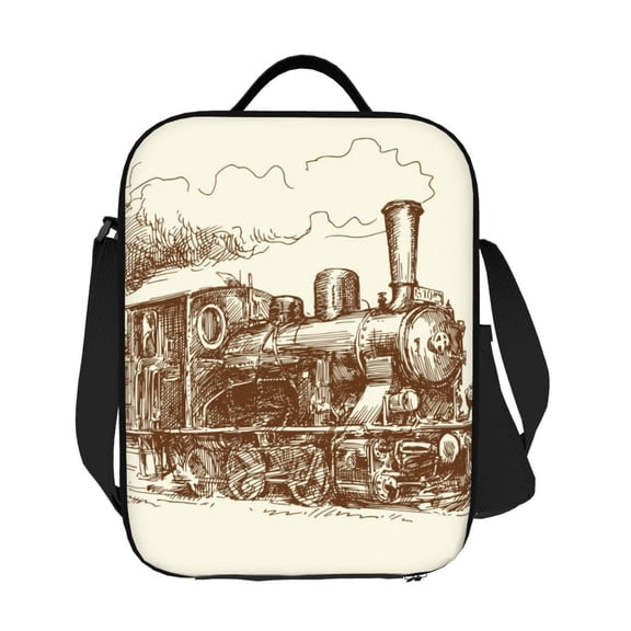 Ratiio Train Print Lunch Box - Reusable Lunch Bag Men Adult Women- Insulated LunchBox