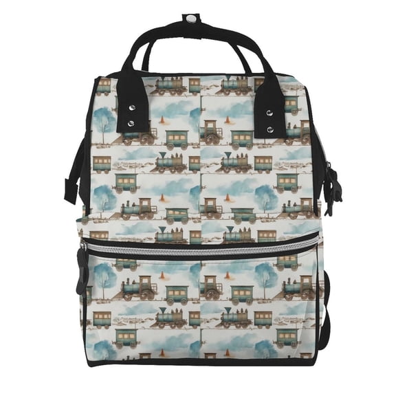 Ratiio Transport Train Mummy Backpack - Waterproof Twill Canvas, Large Capacity Diaper Bag with Multiple Pockets and Adjustable Straps