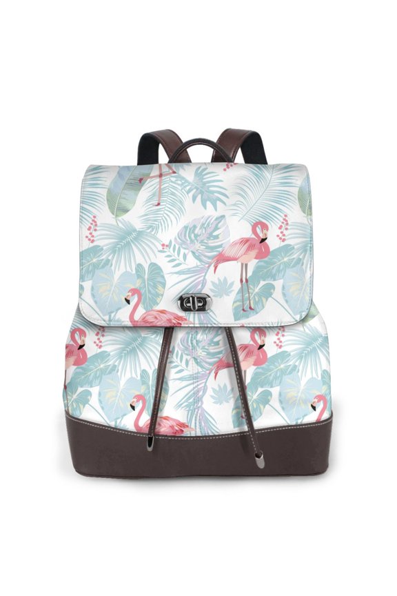 Tropical Flamingo Pattern Womens Backpack Purse Leather Backpack Purse for Women Travel Fashion Backpack Designer Ladies Shoulder Bags