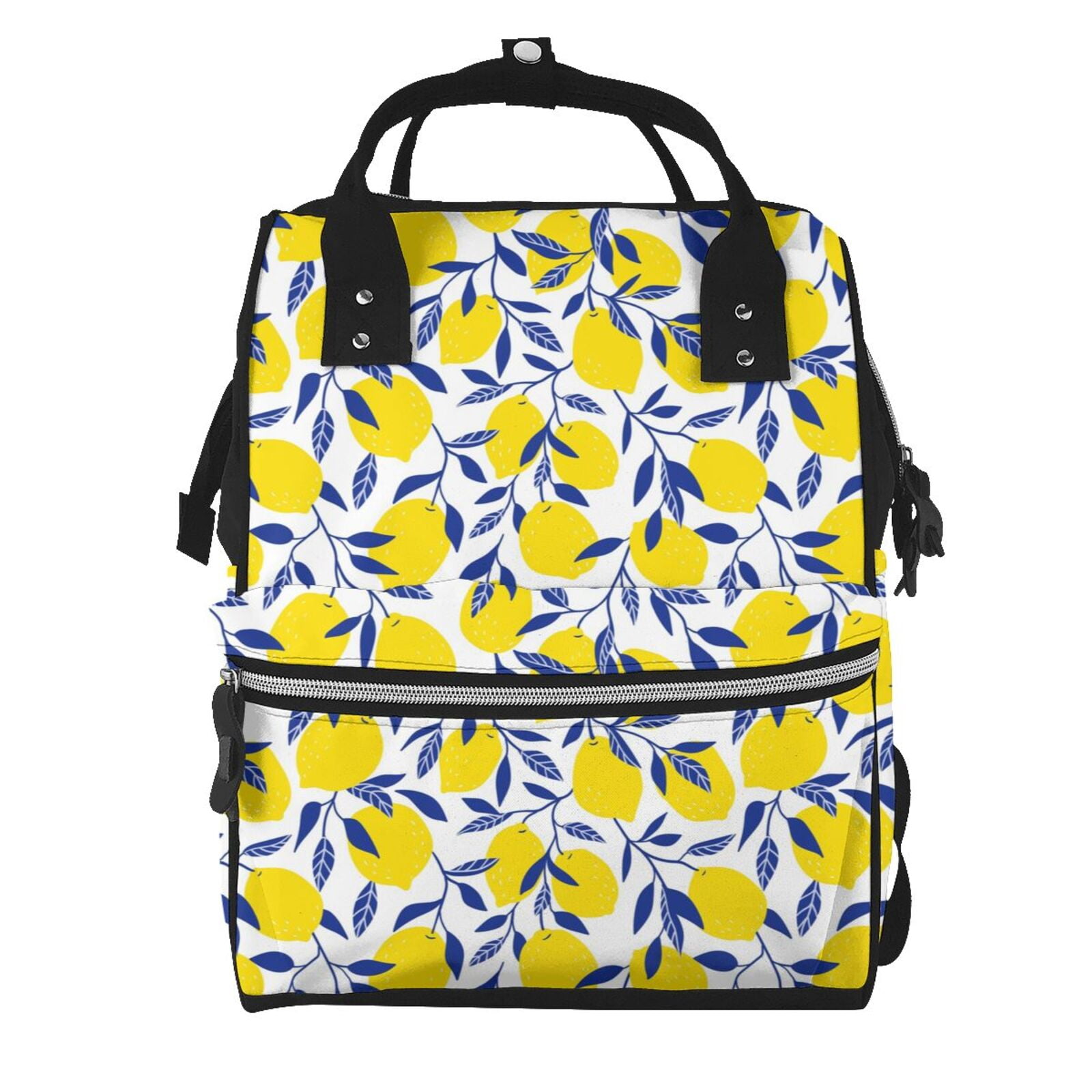 Ratiio Tropical Lemon Mummy Backpack - Waterproof Twill Canvas, Large Capacity Diaper Bag with Multiple Pockets and Adjustable Straps
