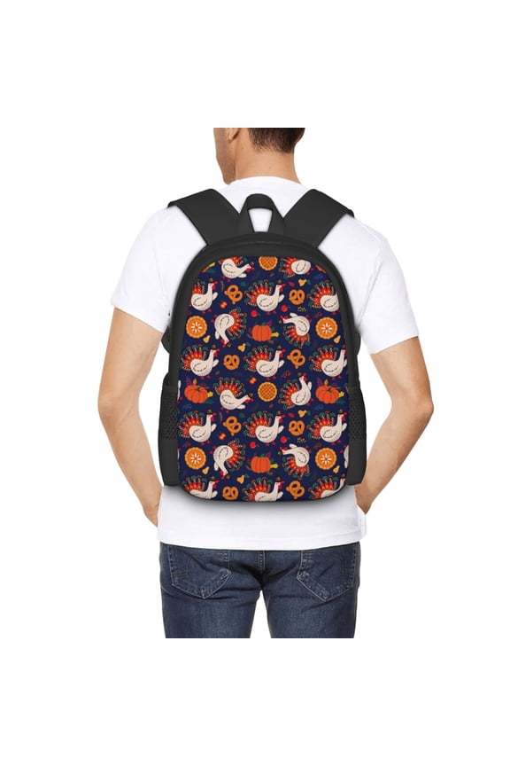 Turkey And Thanksgiving Backpack for Men and Women - Durable 600D Oxford Cloth -Large Capacity, Water-Resistant School, Travel, and Hiking Bag