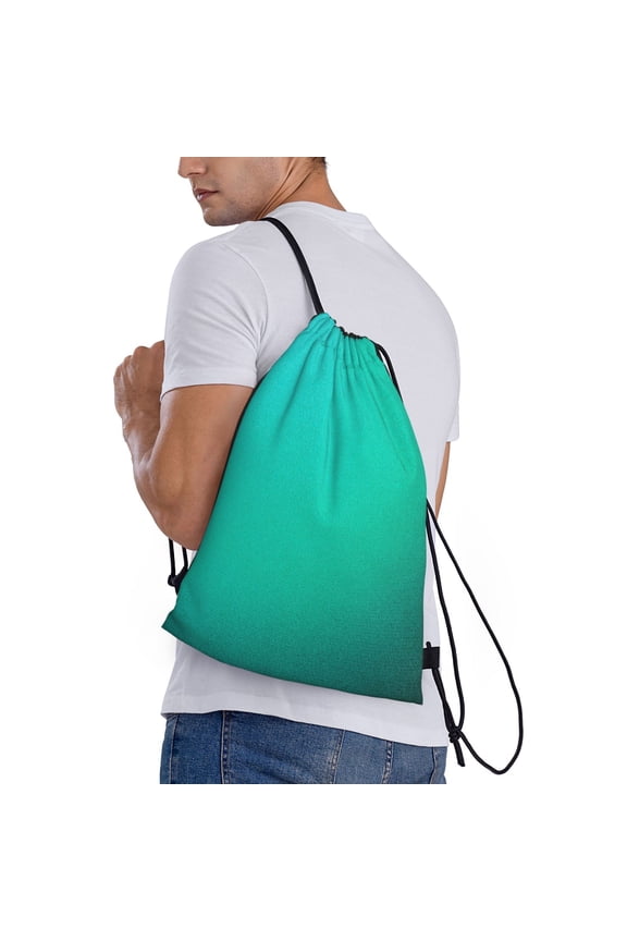 Turquoise Light Blue Print Drawstring Backpack Bag Sport Gym Sackpack Heavy Duty String Backpack for Men Women