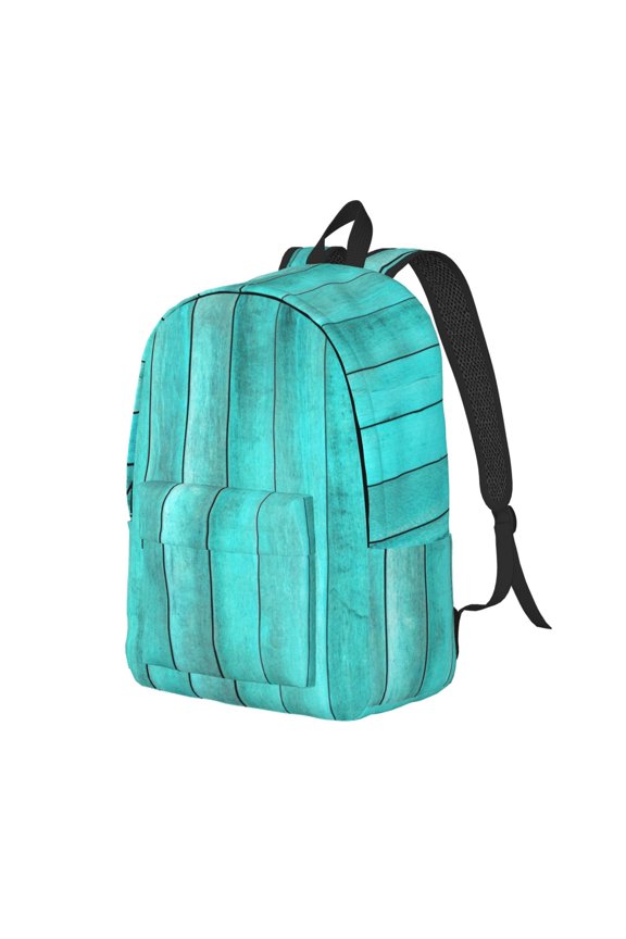 Turquoise Wooden2 Print Canvas Backpack for Women & Men Retro Aesthetic Rucksack Basic Backpack for High School/College Students Travel Laptop Bag