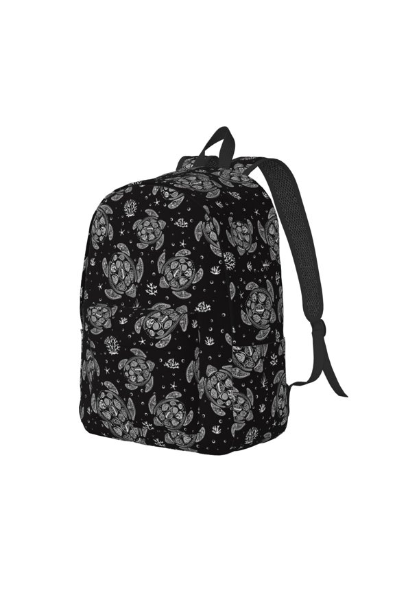 Turtle Print Canvas Backpack for Women & Men Retro Aesthetic Rucksack Basic Backpack for High School/College Students Travel Laptop Bag